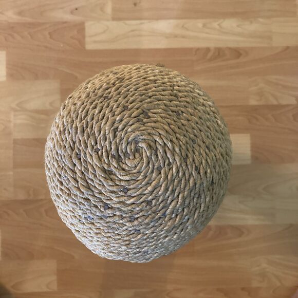 Vtg African Tribal Wood Hand Carved Primitive Statue Seated Figure Rope Hat - Picture 12 of 13